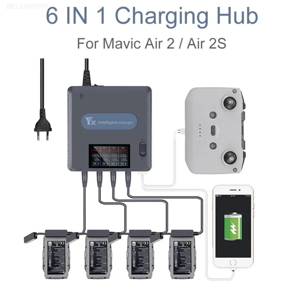Drone Charging Hub - Carregador de Bateria Digital 6 em