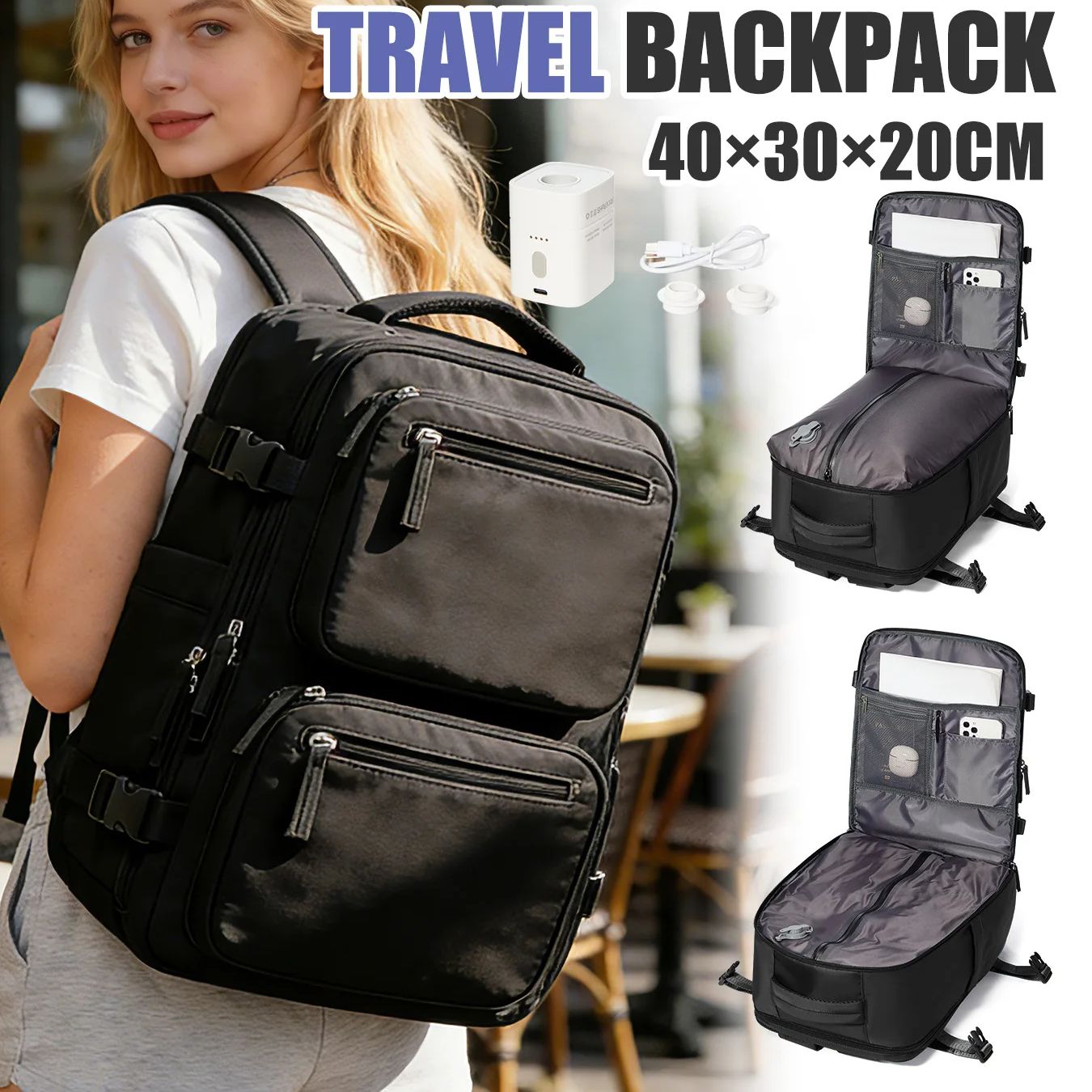 Drone Backpack - Mochila Feminina com Bomba de Vácuo,